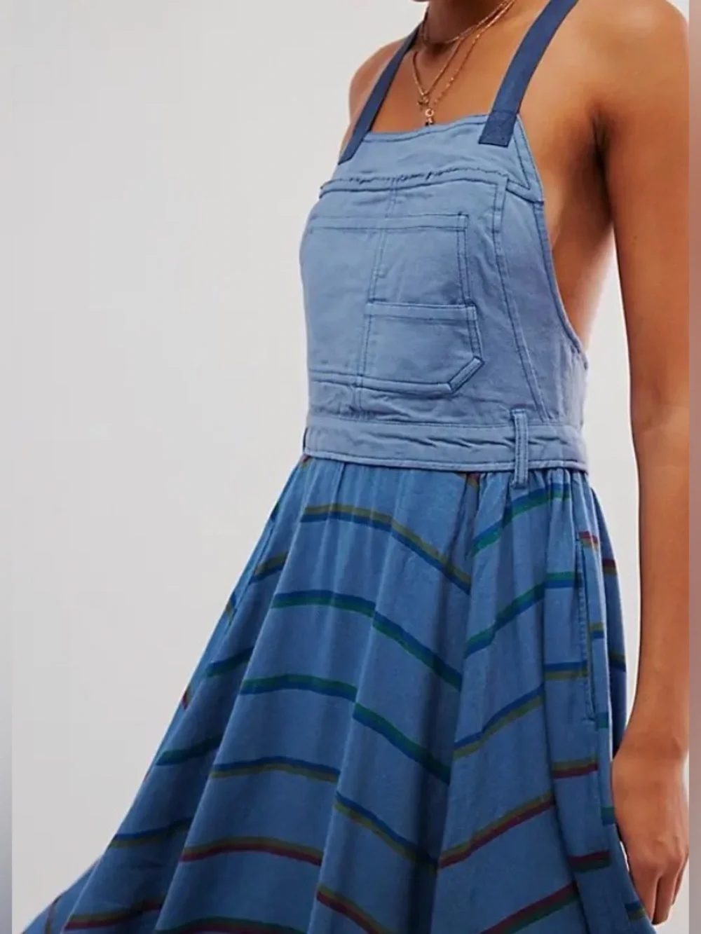 NWT FREE PEOPLE So It Goes Maxi Dress Oceanview Combo S - Picture 3 of 13